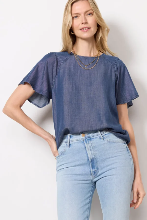 Alice Chambray Flutter Top