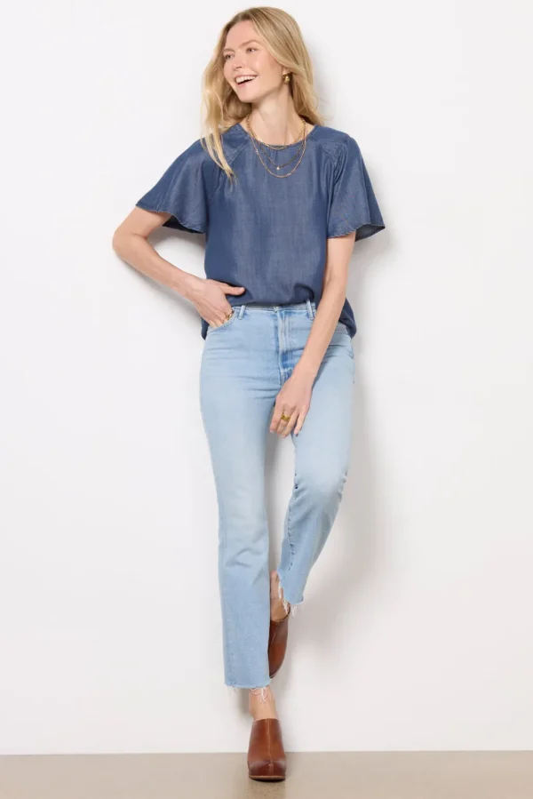 Alice Chambray Flutter Top