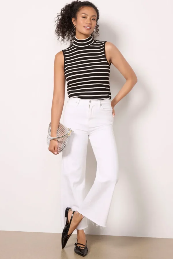 Essential Stripe Sleeveless Mock Neck