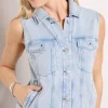 Knit Denim Moto Vest