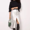 LEATHER LIKE MIDI SKIRT