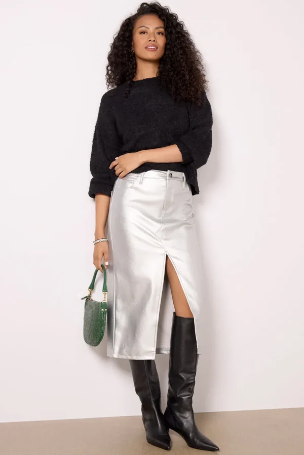 LEATHER LIKE MIDI SKIRT