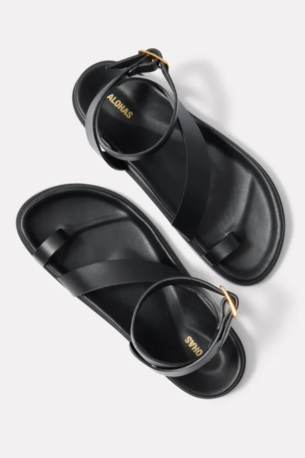 Myles Black Leather Sandals