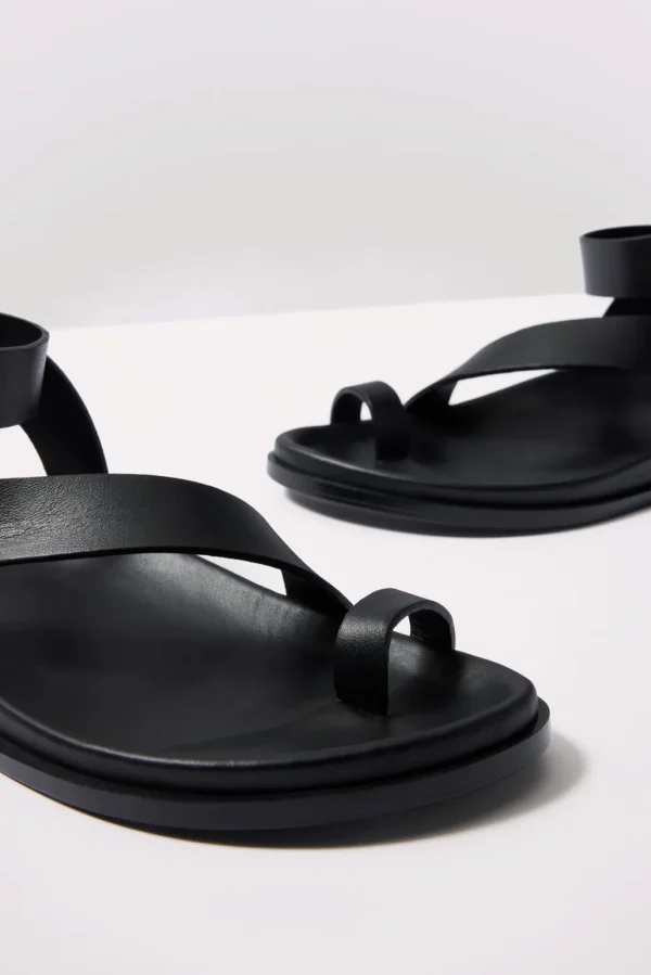 Myles Black Leather Sandals