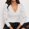 Penn Stripe V Neck Top