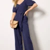 Puff Sleeve Belt Tie Jumpsuit