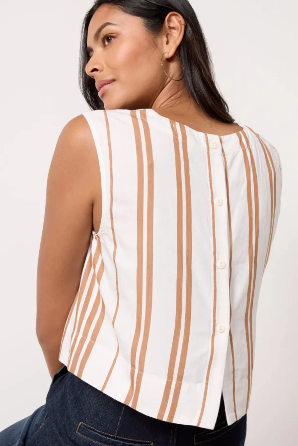 Stripe Button Back Top