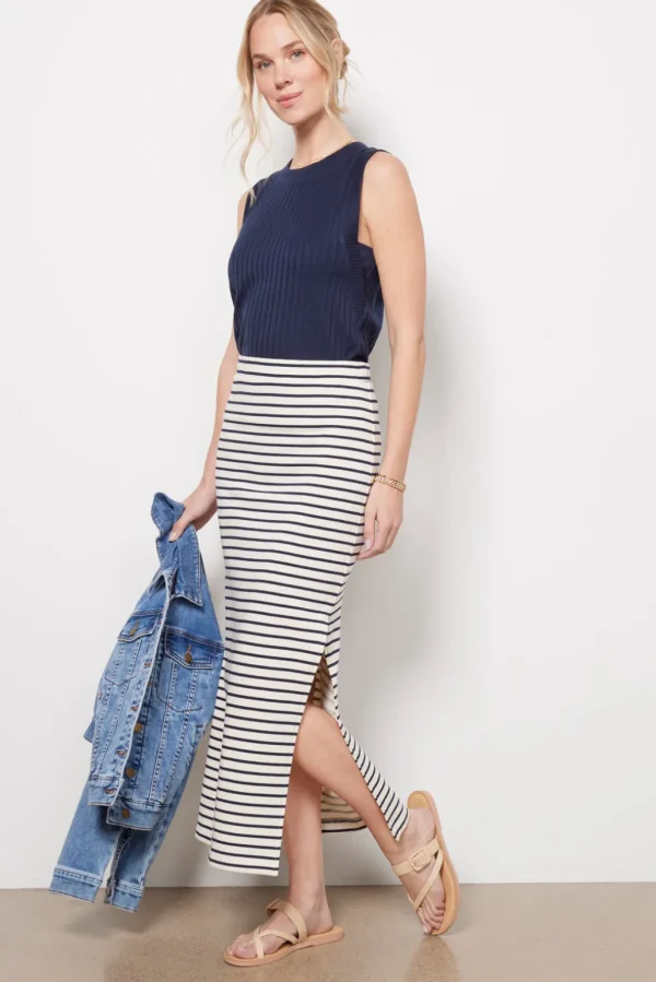 Whit Striped Maxi Skirt